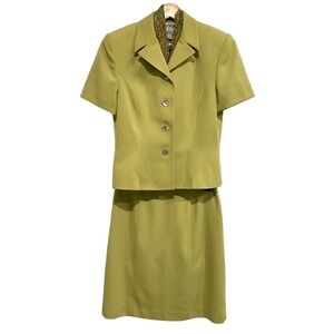 Kasper - Light Green women's skirt suit with scarf women's size 10